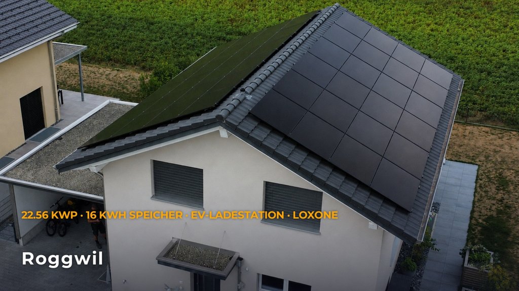 PV-Anlage 22.56kWp inkl. Batteriespeicher, EV-Ladestation und Loxone Energiemanagement