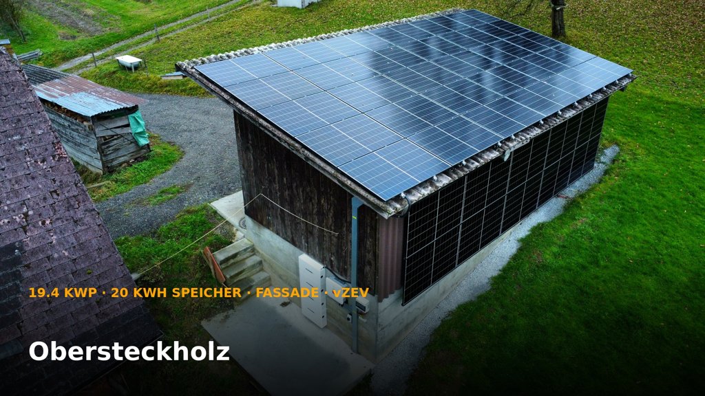 PV-Anlage 19.4 kWp inkl. Fassaden-PV, Batteriespeicher und vZEV in Obersteckholz