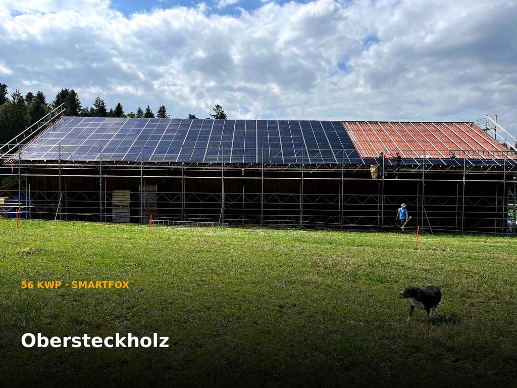 PV-Anlage 56 kWp mit Smartfox Energiemanagement auf Landwirtschaftsbetrieb in Obersteckholz
